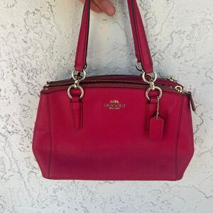 Coach Mini Christie Carryall Purse Bag Crossgrain Leather F57523 Pink Berry